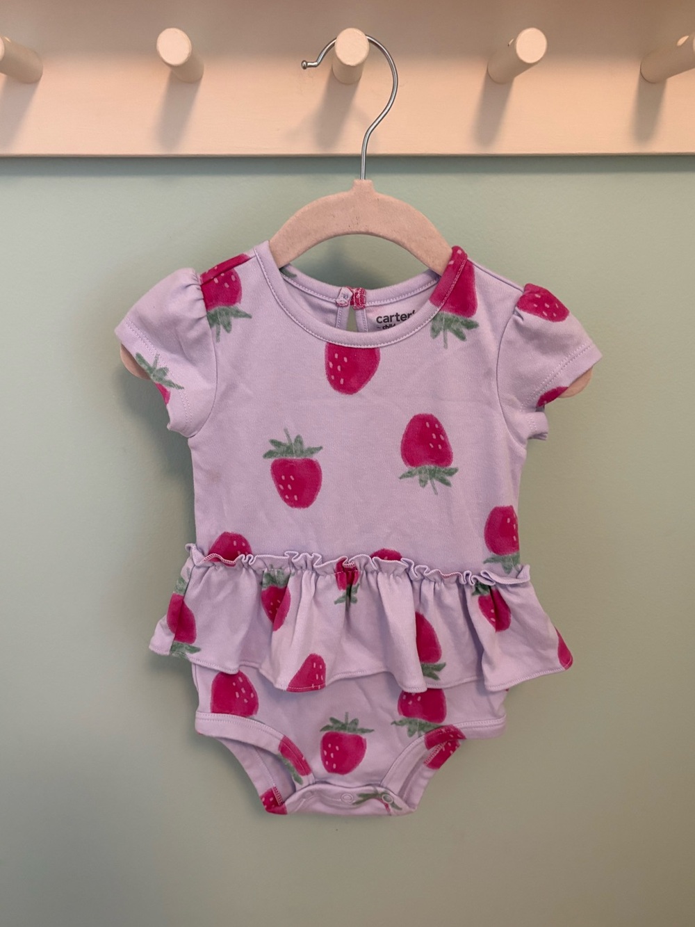Carter's Lavender Baby Onesie with Pink Strawberry Print